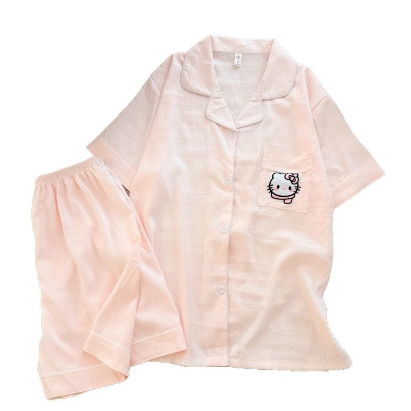 Summer New Pajamas Women's Short-sleeved Shorts Thin Cloud Cotton Cartoon Cute Large Size Korean Version Loungewear