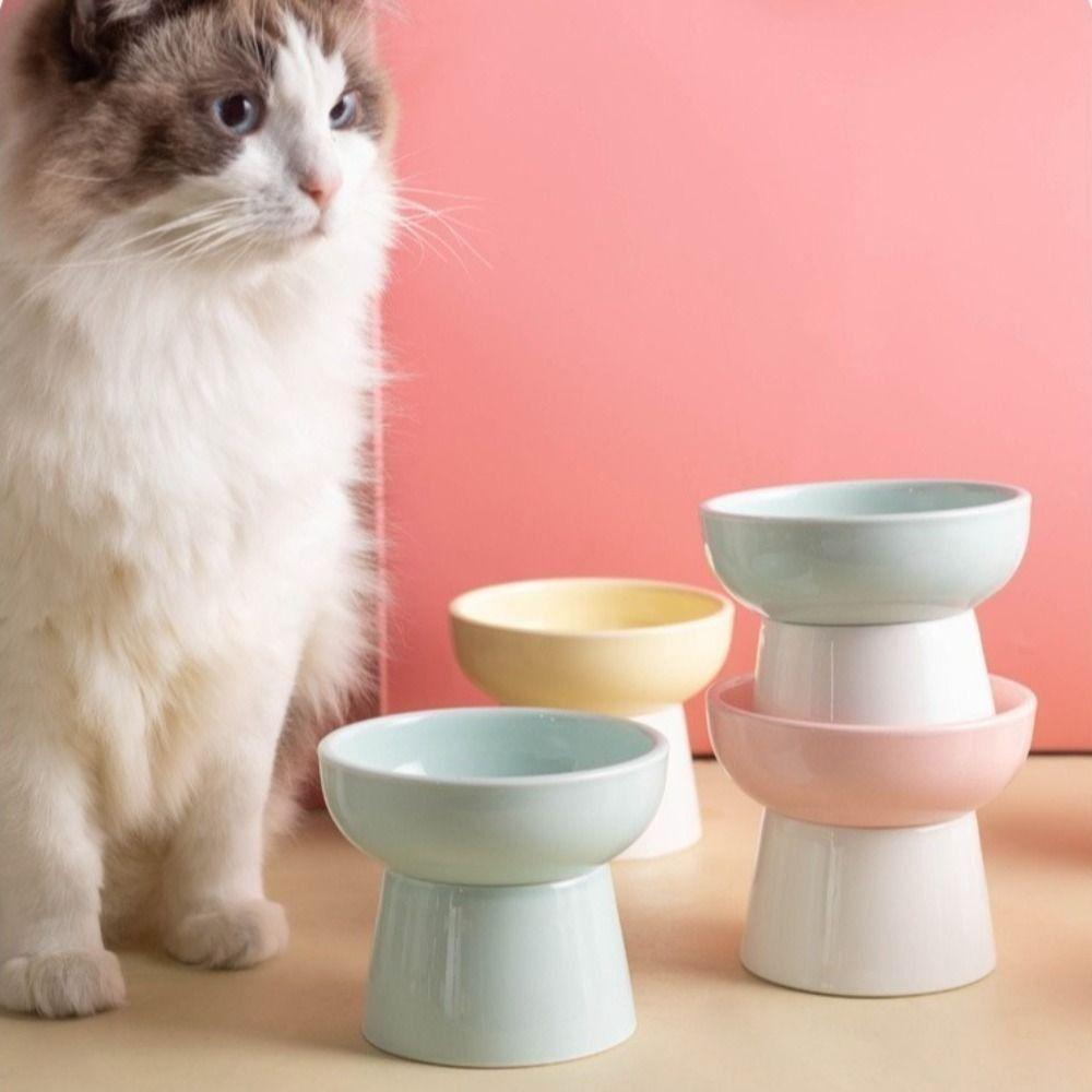 High Foot Cat Elevated Bowl 300ml Pet Feeding Dishes Pottery Bowl Dog Food Water Feeders for Puppy