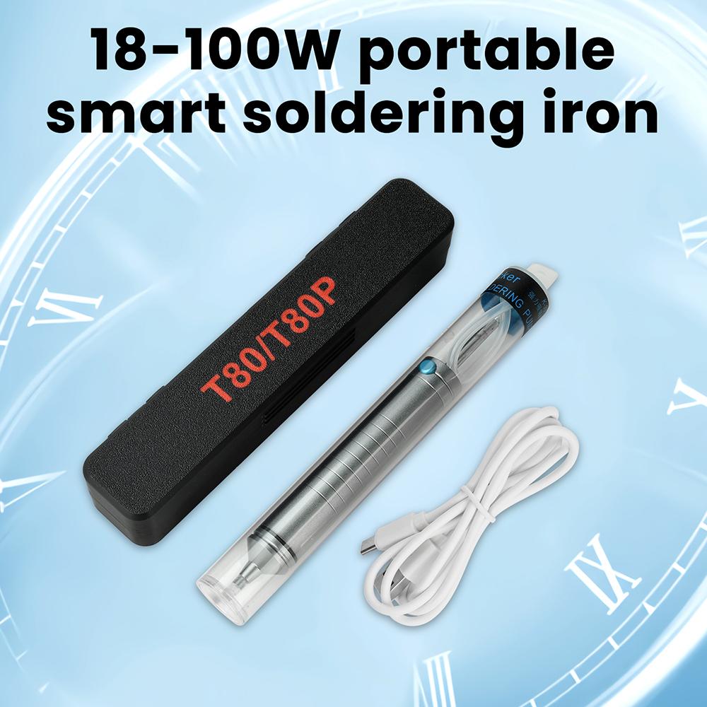 DC 9-20V 18-100W Portable Smart Soldering Iron Outdoor Welding Repair Tool Rechargeable Soldering Pen Type-C Interface