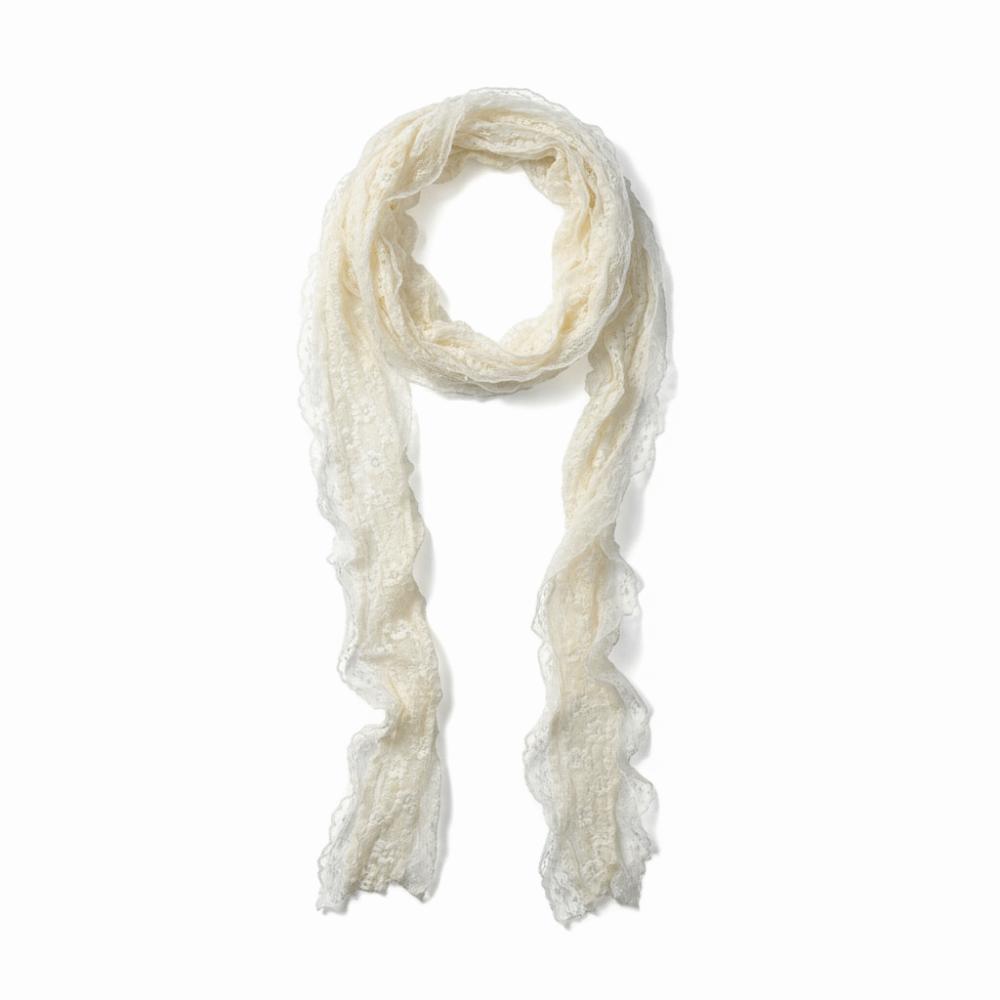 

Trendy Flower Lace Neck Scarf Lace Edge White Beige Photo-Ready Shawl Long Slim Versatile Hairband Photo Props бежевый