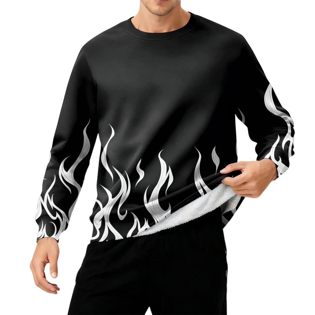 Men's Round Neck Fleece-Lined Thick Warm Sweatshirt
