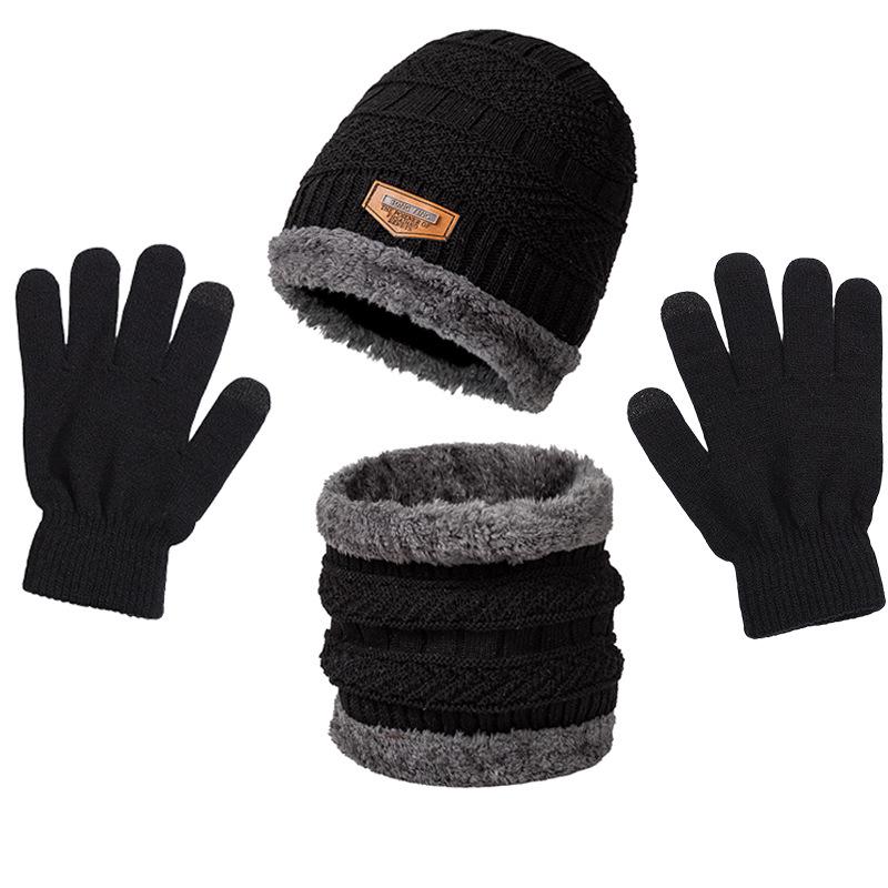 Unisex Winter Knitted Hat, Scarf, & Gloves Set - Fleece-Lined Wool