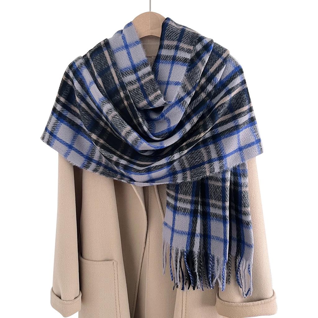 New black and white plaid scarf women's Korean version winter warm versatile imitation cashmere scarf shawl high-end couple scarf