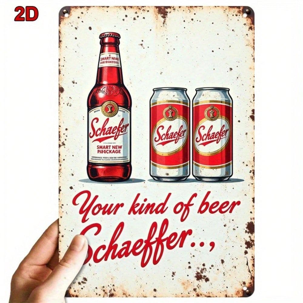 Vintage Schaefer Öl Plåtskylt Retro Pub Väggkonst Metalldekor Hembar Garage Man Cave