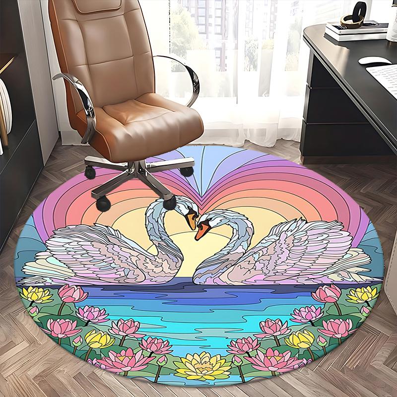 Pastellfarbene Schwanenherz-Stuhlmatte: Pastell Lotus Heimdekoration, Büro Teppich Geschenk für Wohnzimmer, Schlafzimmer, Verschiedene Räume, Pastell Lotus Teppich1118144a