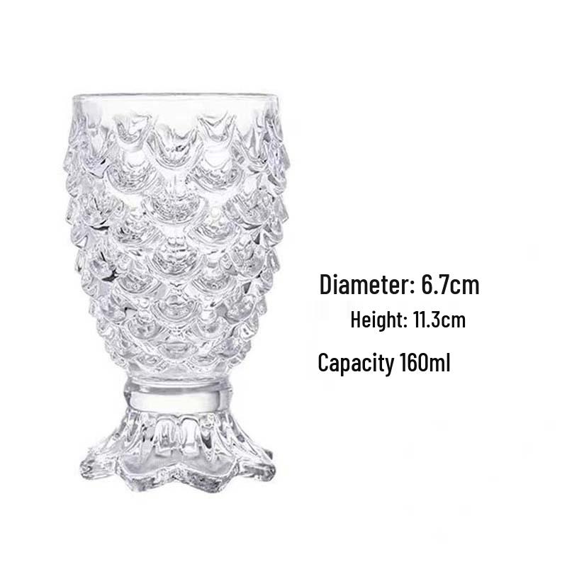 Lead-Free Embossed Mermaid Glass Cup with Fish Scale and Pineapple Design for Beer, Juice, or Water