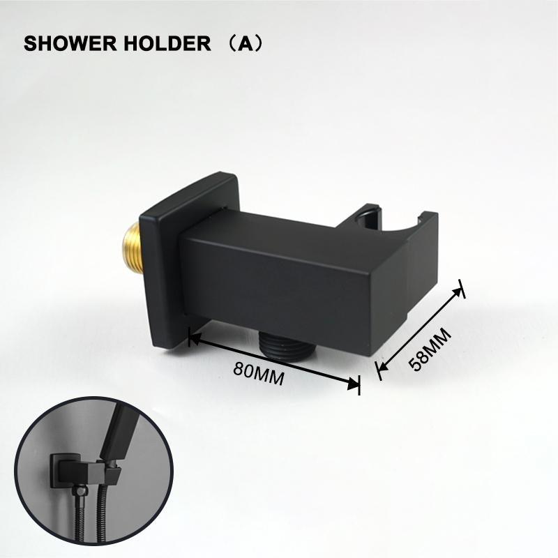 Matte Black Round/Square Brass Shower Head with Adjustable Shower Holder and 1.5M Stainless Steel Hose Bathroom Accessories