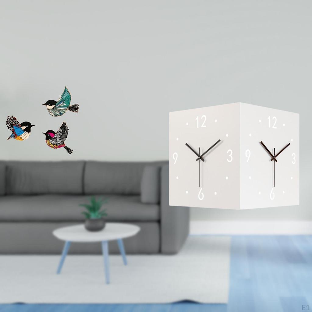 Wooden Bird Wall Art And Double Sided Corner Clock Decorative Set for Garden Study Room Farmhouse