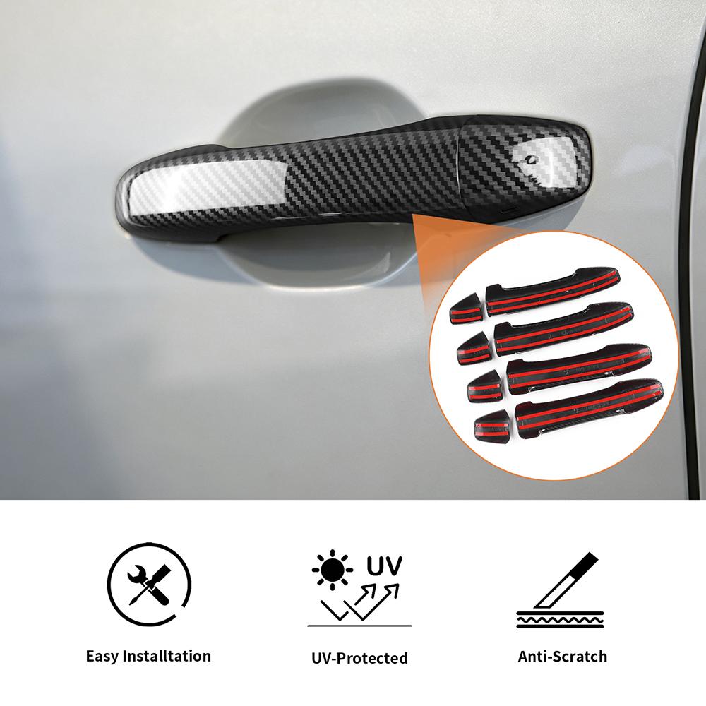 Car Exterior Door Handle Cover Trim Gloss Black Carbon Fiber LHD RHD For Renault Captur 2020-2026 Car Outer Styling ABS Trim