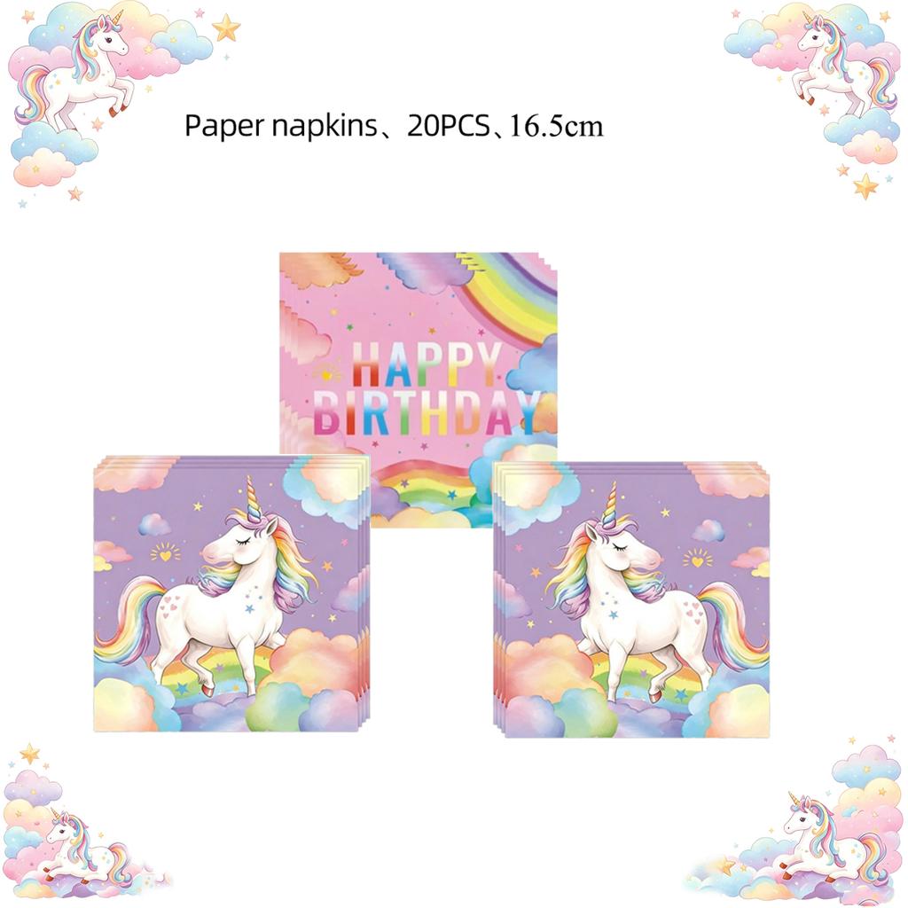 Girl Unicorn Birthday Party Decoration Disposable Tableware Paper Plate Cup Tablecloth Unicorn Theme Birthday Party Decor Suppl