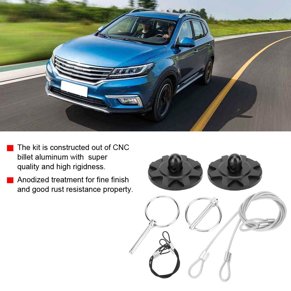 Stick on Hood Pin Kit, CNC Billet Aluminum Car Racing Sport Bonnet Performance Hood Pin Lock Accessory Kit