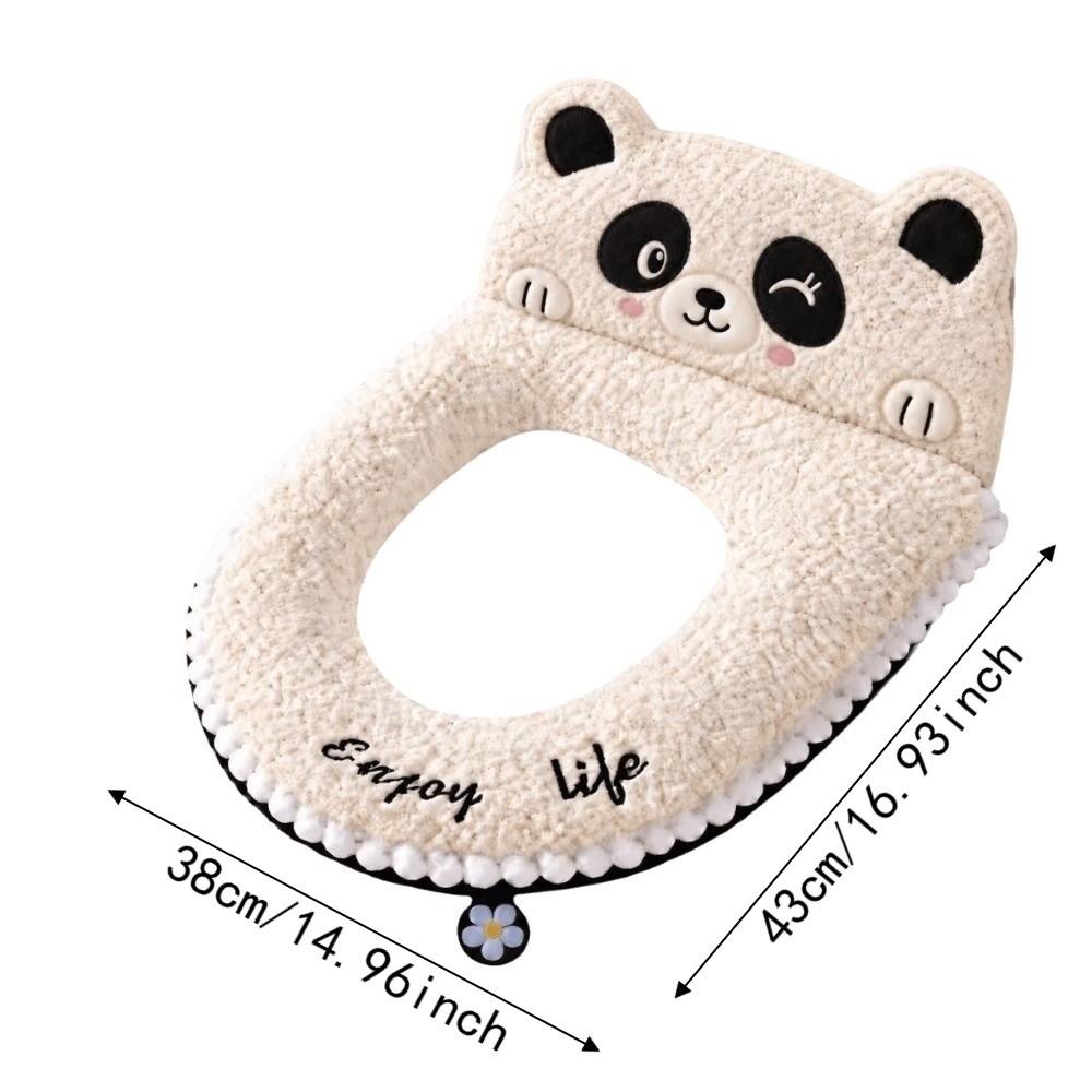 Thickened Plush Toilet Seat Cover Zipper Closure Cute Toilet Mat Fluffy Toilet Cushion Home