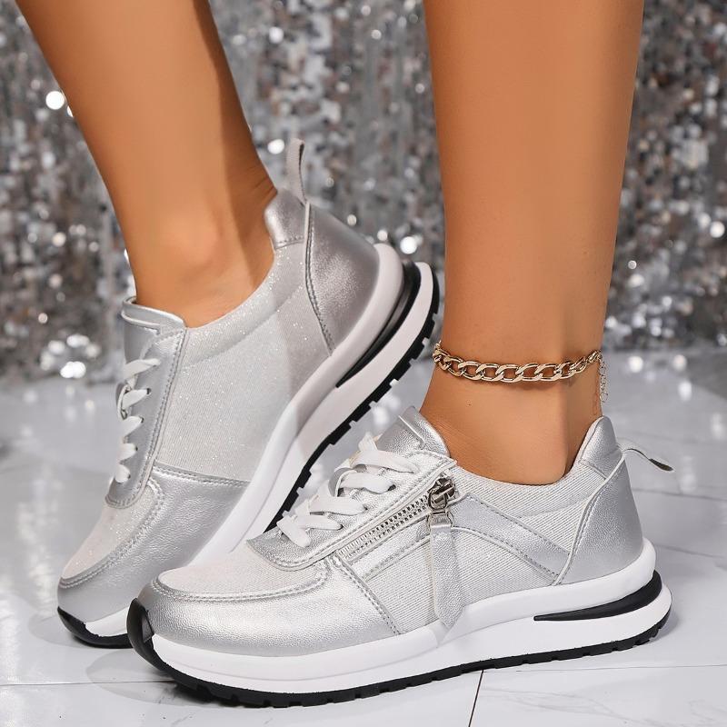 Plus Size Rhinestone Lace-Up Low-Top Flats for Women 2025 Fall/Winter New Arrival Fashionable Versatile Casual Flats for Women