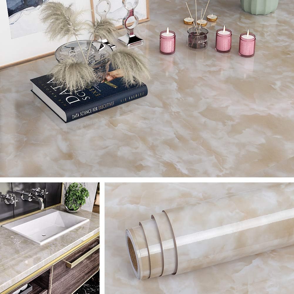 PVC Thickened Waterproof And Oil-proof Marble Wallpaper Self-adhesive Sticker Bathroom Cabinet Cooktop Desktop Decorative Film