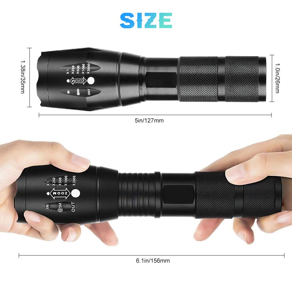 Powerful LED Flashlight Working Night Portable 5th Gear Zoom IPX65 Waterproof Torch for Outdoor Camping Tactical Flash Light