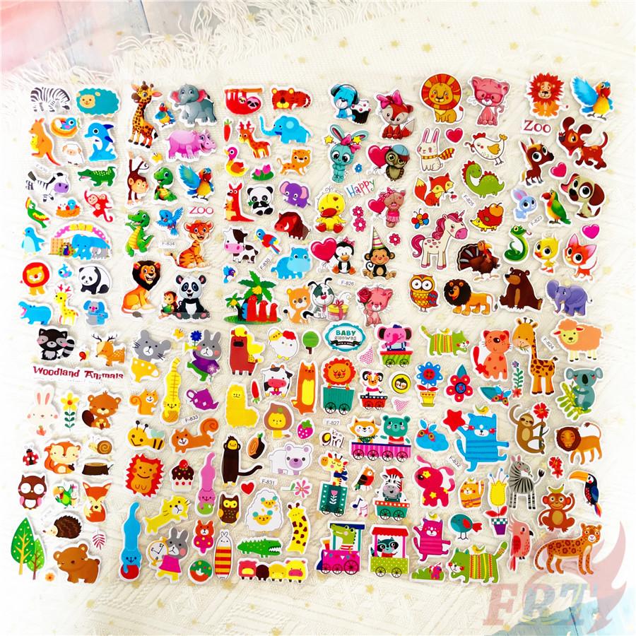12Sheets/set Zoo Animals  Rewards Sticker Puffy Bubble Toys Stickers