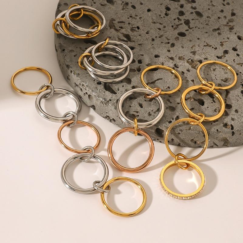 Stainless Steel Layered Simple Ring - Elegant and Unique Finger Ring, Titanium Steel Hand Accessory