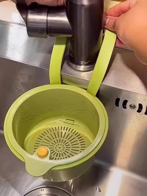 

Self-Cleaning Push-Type Sink Strainer Basket - Automatic Food Waste Drain Basket with Removable Bottom, Easy Installation зелений