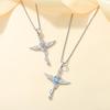Sterling Silver S925 Cross-Woven Angel Wings Zircon Pendant - Fashion Jewelry