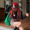 Karierter Mode-Schal Damen Winter Verdickter Schal Alles Warmes Lätzchen Doppelseitige Lange Imitat Kaschmir Schals Cape Bandana