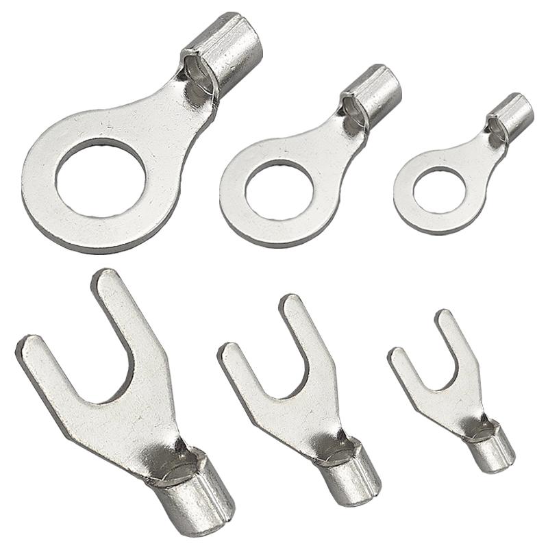 320Pcs/Box Terminals Non-Insulated Ring Fork U-type Brass Terminals Assortment Kit Cable Wire Connector Crimp Spade