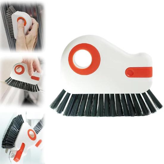 2 in1Groove Cleaning Brush Window Track Cleaning Tools,Multifunction Hard Bristle Crevice Cleaning Brush with Hidden Scraper,Grout Cleaner Grip Brush