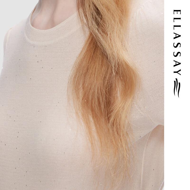 ELLASSAY Women's 2025 S/S Lyocell Acetate Blend Slim-Fit Knit Top