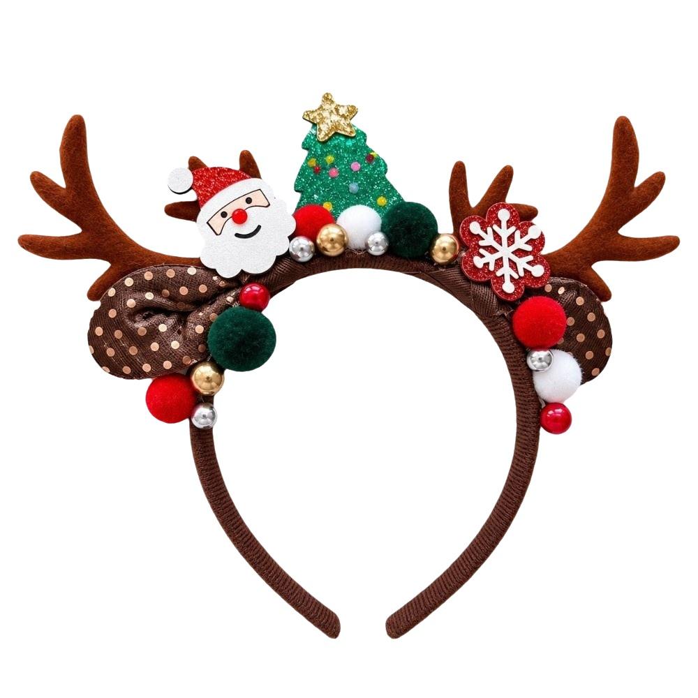 Snowflake Reindeer Antlers Headband Plush Xmas Headwear Atmosphere Christmas Headband New Year