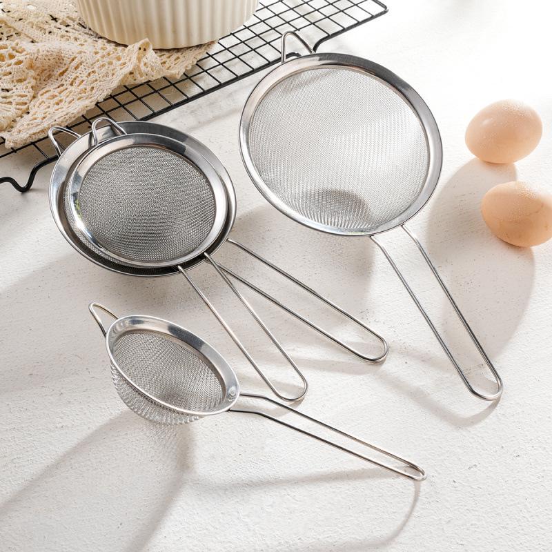 Stainless Steel Kitchen Colander and Sieve with Hook for Soy Milk, Juice, Sesame, Noodles, and Frying