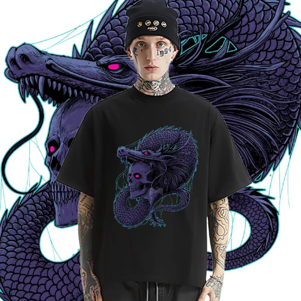 Round Collar Tops Short Sleeve Loose Shirt Y2k Rapper T-shirt Trendy Print Cotton Tshirt Street Style For Men T Shirt Custom