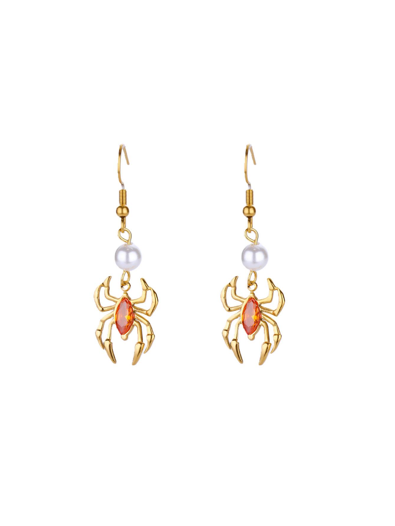 

Zircon Pearl Spider Earrings For Women Gold Color Stainless Steel Spider Dangle Drops Trendy Minimalist Jewelry Gift