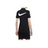 Nike Sportswear Swoosh Casual Long Dress Half Zip Athletic Slim Fit Short Sleeve Dress Women Dresses Black CU5675-011