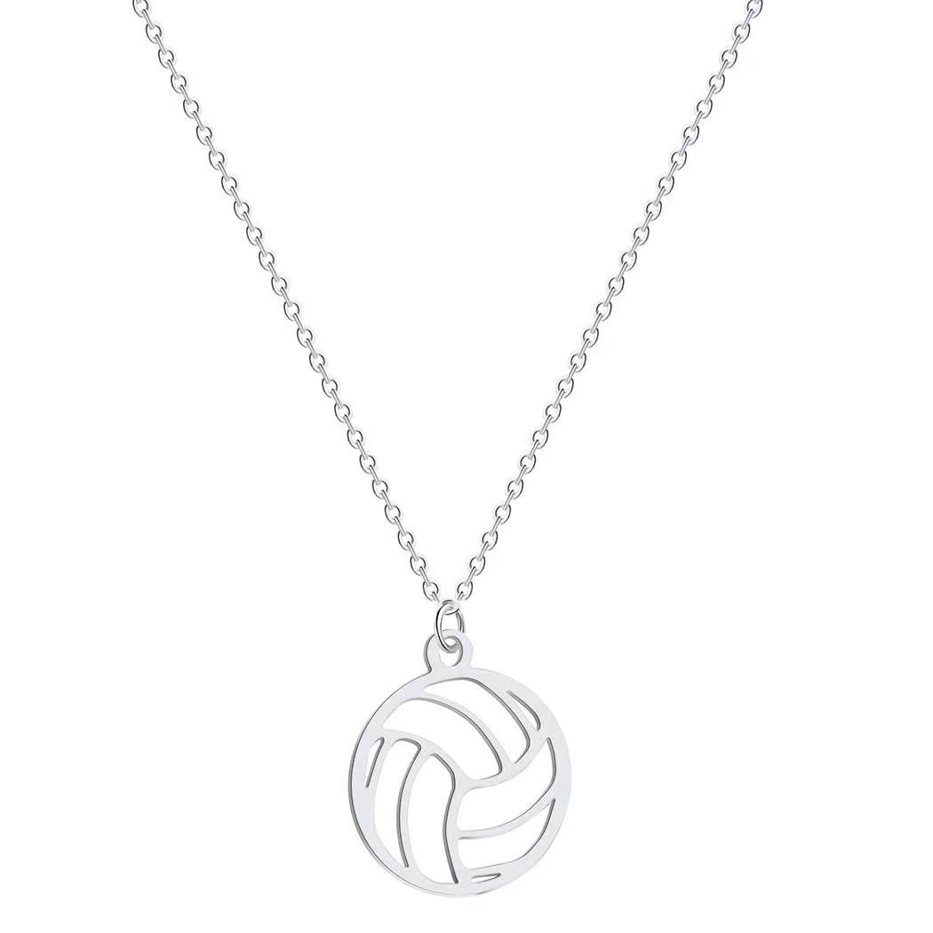 

Boys Sports Necklace: Basketball, Volleyball, Baseball, Football Pendant with O-Shaped Chain