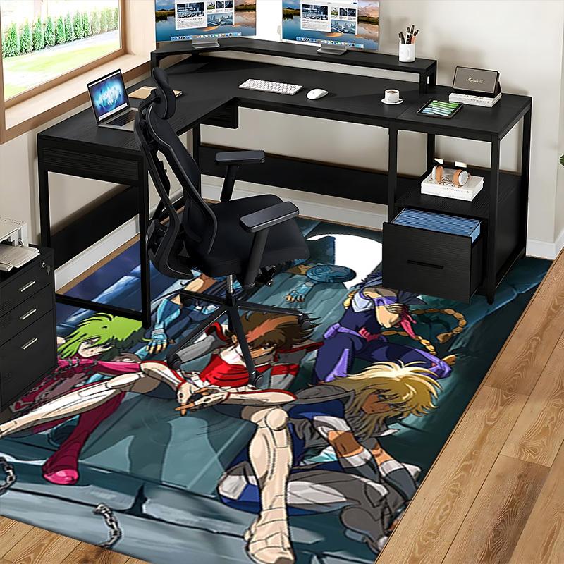 1 Stück Saint Seiya Anime Cartoon Design Bürostuhlmatte Rutschfester Teppich Geeignet für Wohnkultur Wohnzimmer Schlafzimmer Spielzimmer Geburtstagsgeschenk Alle Jahreszeiten
