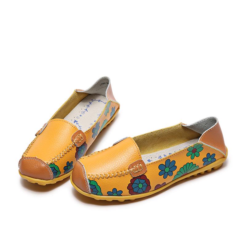 

Женские легкие новые туфли ручной работы из принтованной кожи Женские кожаные дышащие сандалии Женские кожаные туфли на плоской подошве размер 44 35 жёлтый