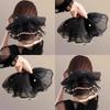 Pearl Large Organza Scrunchies Hair Bands Hair Ties Ponytail Holder Gentle Elastic Oversize Chiffon Scrunchies Bun Hairstyle