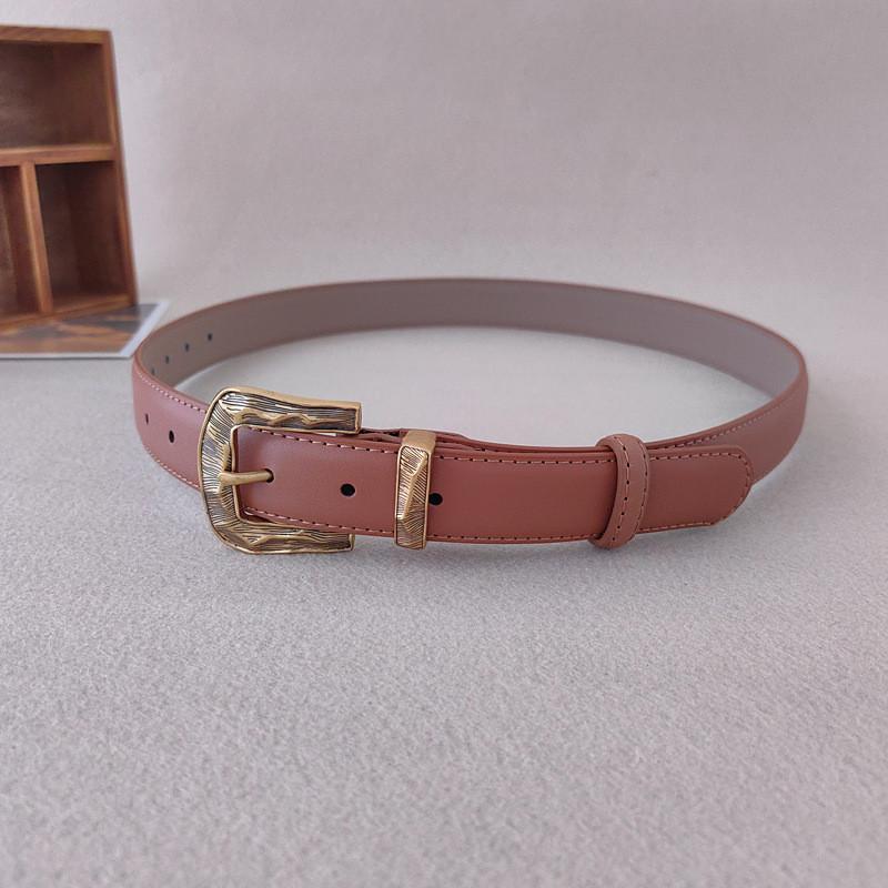 Color Leather Solid Belt For Women With Metal Pin Closure For Casual Outfits