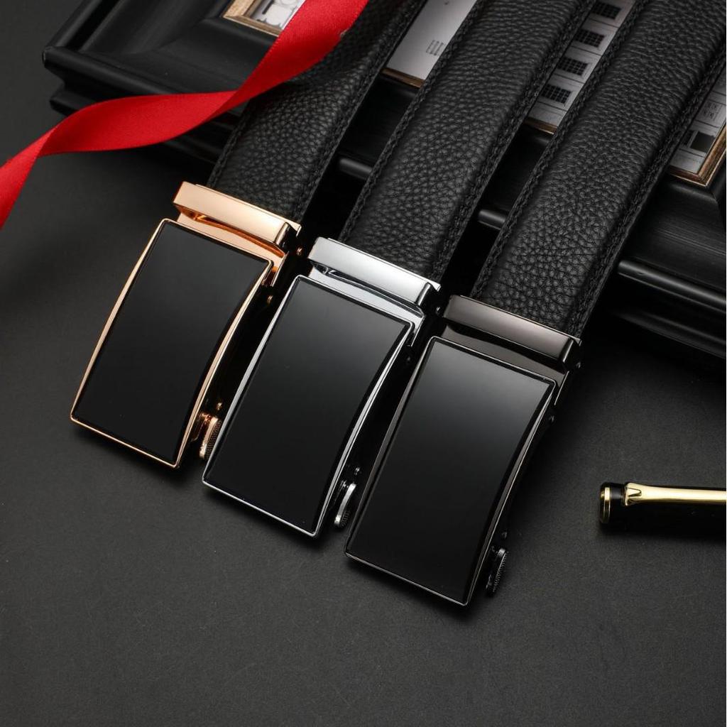 Luxury Men's Top Layer Cowhide Belt with Zinc Alloy Automatic Buckle – Perfect for Business Trousers