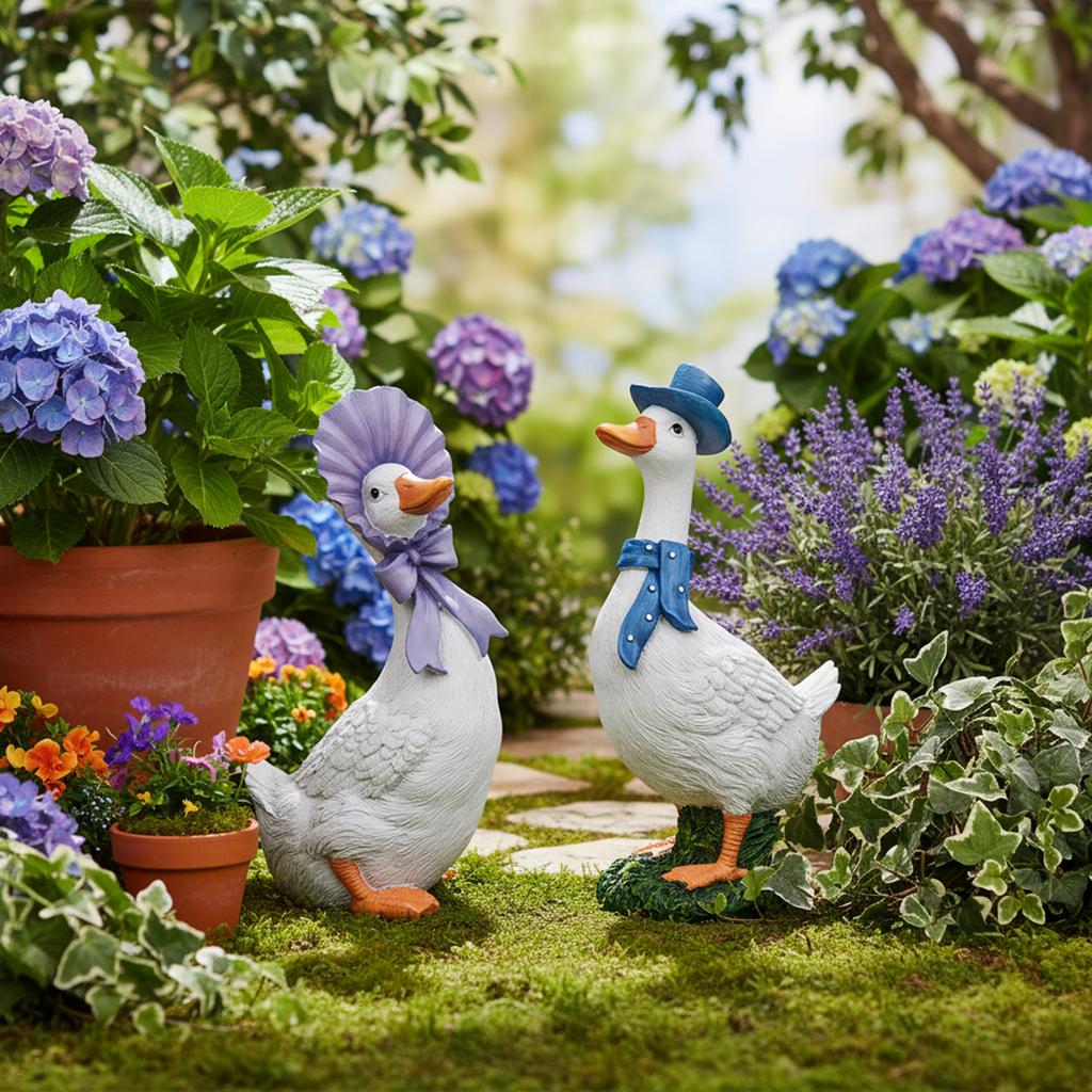 Resin Duck Figurine Decor Garden Courtyard Pot Suitable Ornament