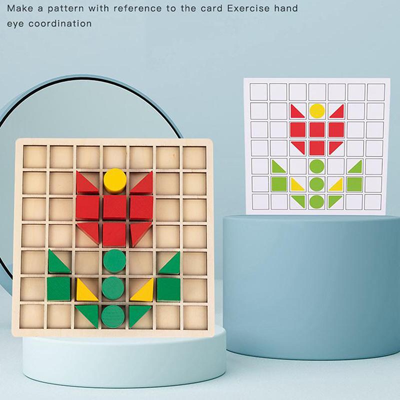 בלוקים יצירתיים מעץ פאזל ילדי מונטסורי צורת צבע התאמת חינוך מוקדם צעצועים חינוכיים משחק מודיעין לילדים