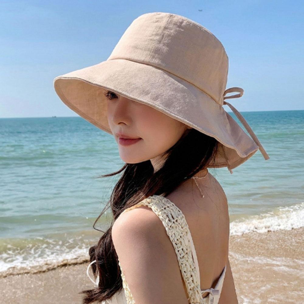 Breathable Women's Bucket Hat Anti-UV Sunscreen Visor Cap Casual Summer Sun Hat  Beach Wear