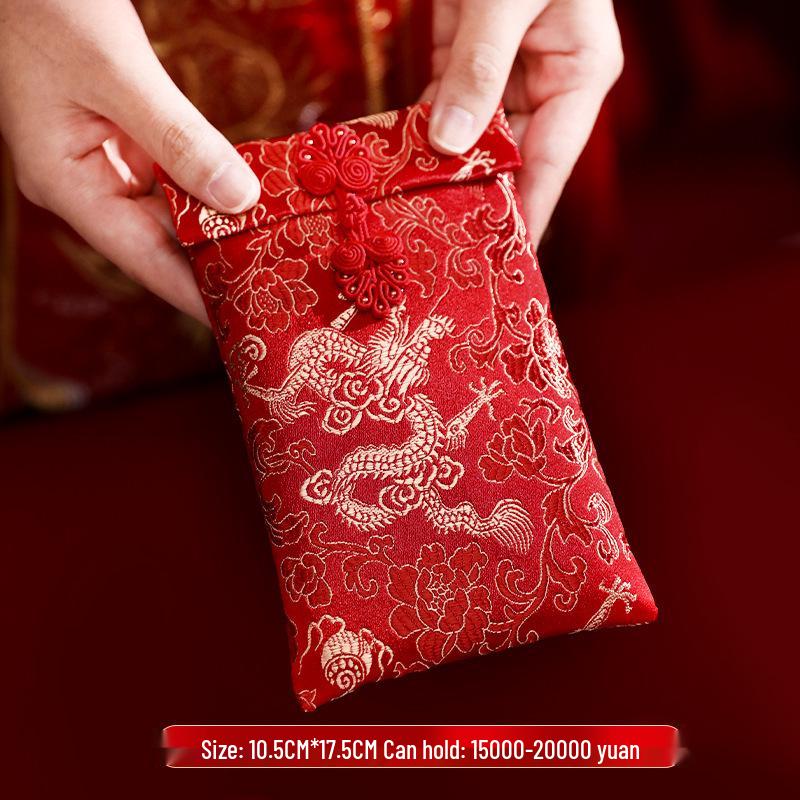High-End Chinese Wedding Red Envelope Bag for 10,000 Yuan, New Style Cloth Art Design, Perfect for Parents' Address Change Gift