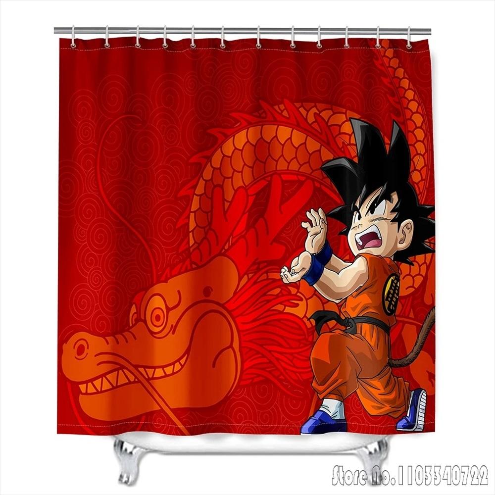 Anime Dragon Ball Burdock Broli Goku Vegeta Iv Bath Shower Curtain Waterproof 3D With Hooks For Kids Bathroom Bathtub Decoration