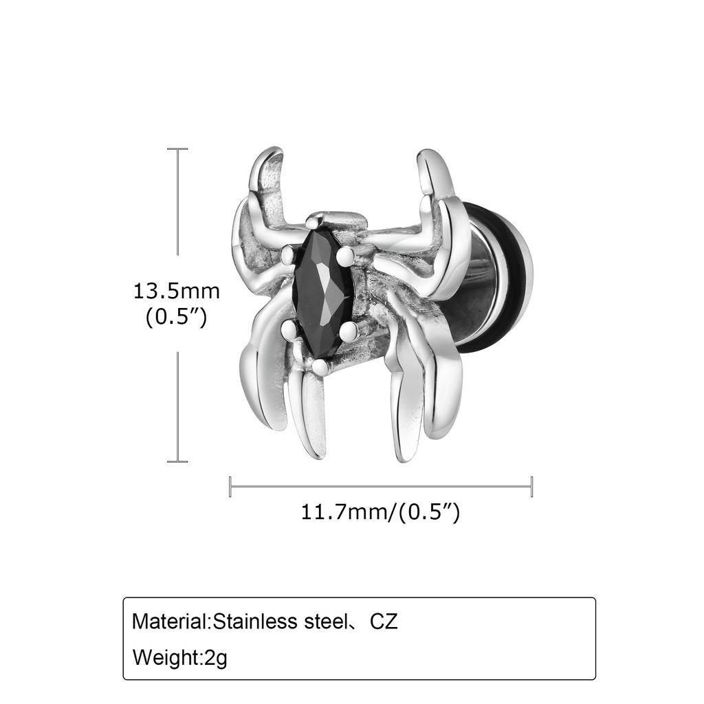 Spider/Cross/Cat/Crow/Four-pointed Star Stud Earrings for Unisex Unique Design Punk Personality Earrings Enamel Fashion Jewelry