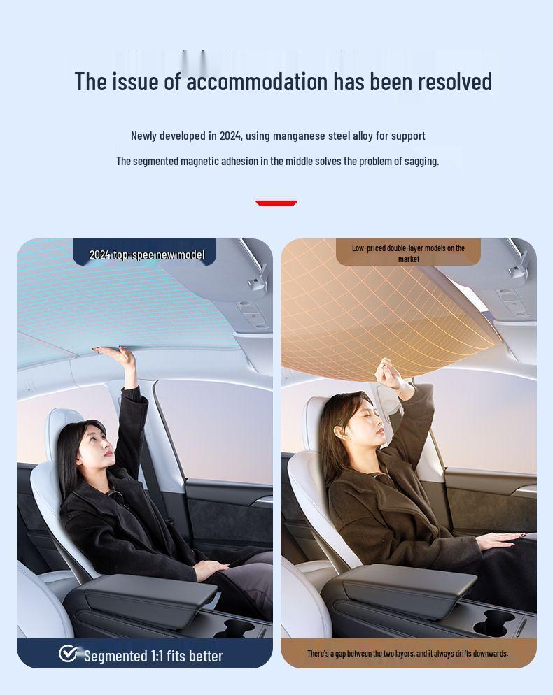 Compatible with all Tesla models: updated sunroof ice crystal sunshade for Model Y/3/YL, rear window type.