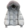 Nová péřová bunda Jižní Koreje Dámská Krátká Volná Bavlněná Bunda Zimní Malý Bavlněný Kabát Bunda do vlasů Fox Bunda Parkas