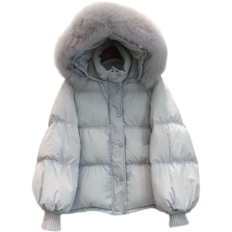 Nová péřová bunda Jižní Koreje Dámská Krátká Volná Bavlněná Bunda Zimní Malý Bavlněný Kabát Bunda do vlasů Fox Bunda Parkas