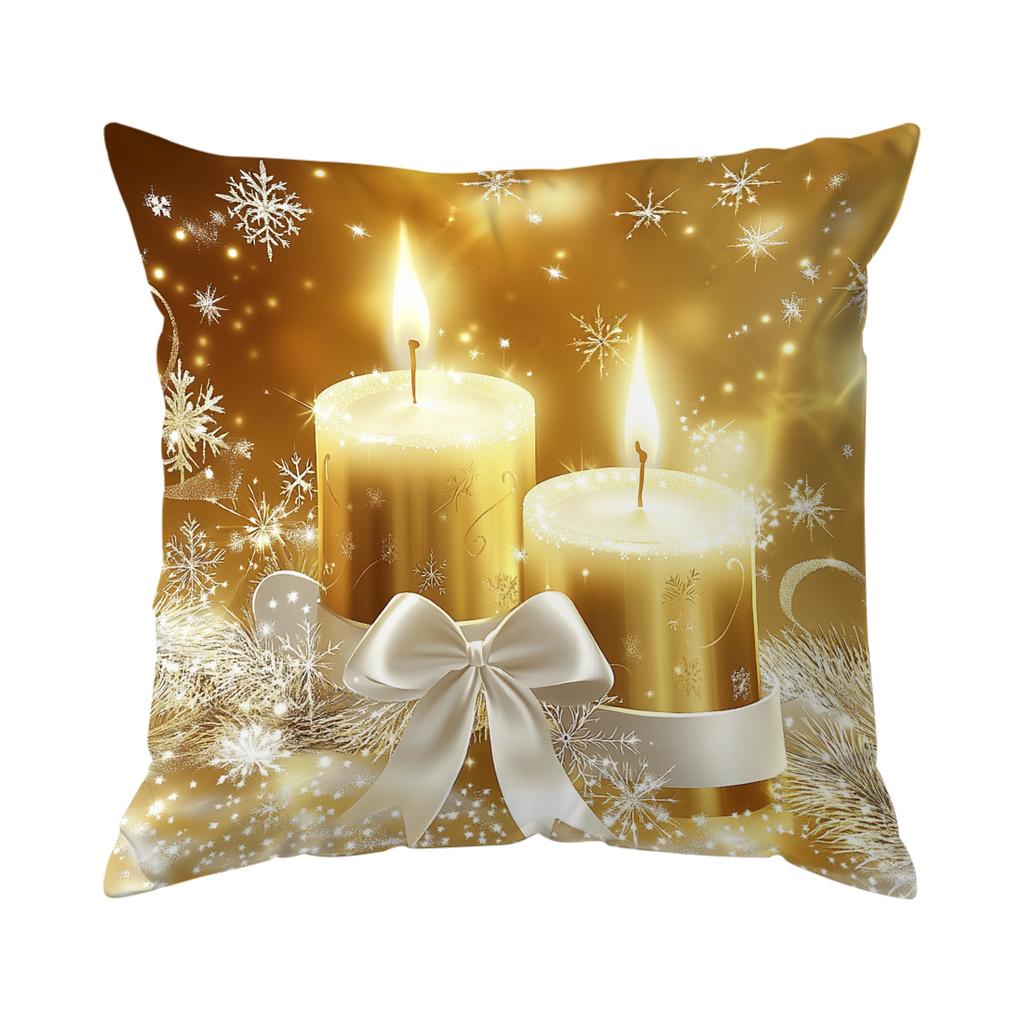Golden Christmas Decor Pillowcase Printed Polyester 40/45/50Cm Throw Pillowcover Decorative Sofa Cushion Pillowslip Home Decor