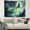Wolves and Crows In the Night Sky Digital Printing Polyester Wall Tapestry Suitable for Use In Living Rooms Bedrooms Bars Party
