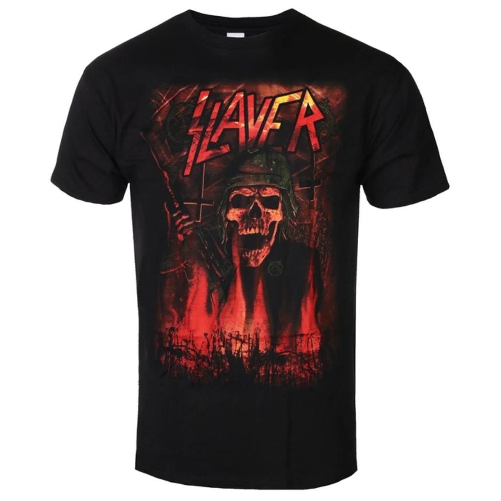 Slayer Painted Blood Skull Pattern Printed Unisex Tshirt Casual Street Style Cotton Tshirt Suitable For Metal Enthusiasts